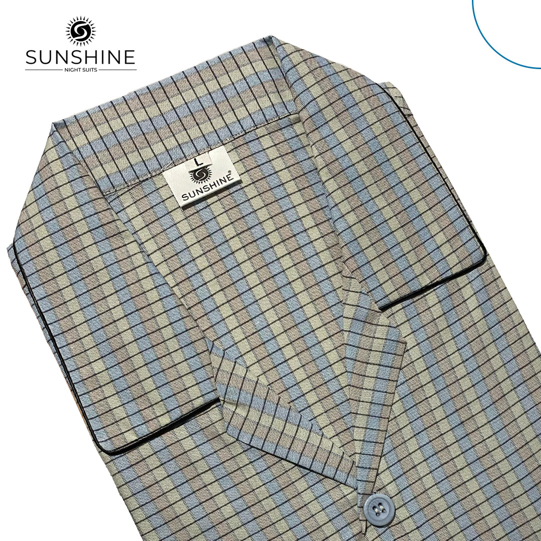 Light Beige Check Night Suit β CH-114