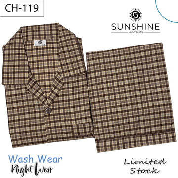 Dark Fawn Check Night Suit – CH-119