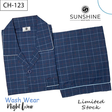 Indigo Blue Check Night Suit – CH-123