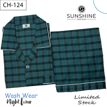 Teal Check Night Suit – CH-124