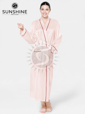 Long Mulberry Silk Gown in light pink - Elegant and Luxurious Women's Silk Dress