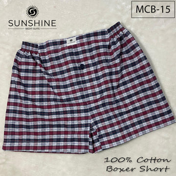 Maroon Blue Check 100% Cotton Boxer Shorts – MCB-15