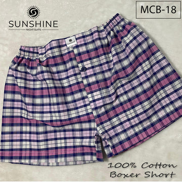 Lavender Check 100% Cotton Boxer Shorts – MCB-18