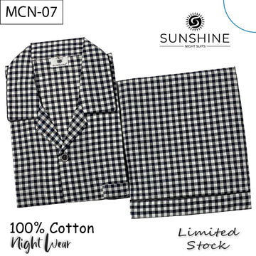 Black White Check 100% Cotton Night Suit – MCN-07