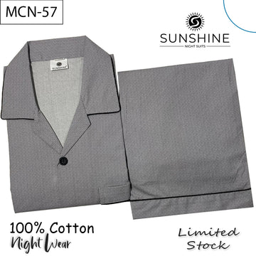 Black Geometric Printed 100% Cotton Night Suit – MCN-57