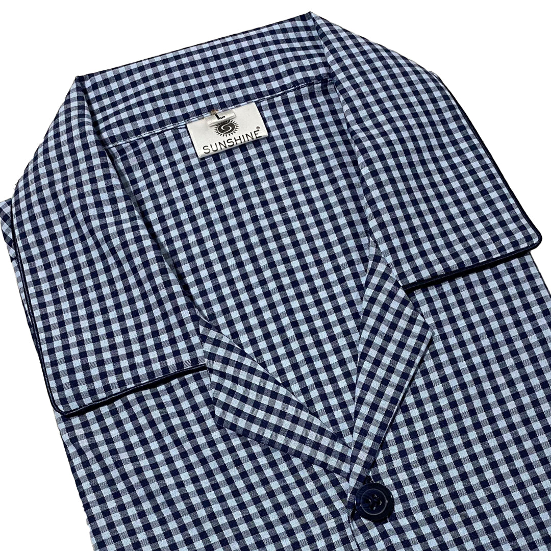Steel Blue Check 100% Cotton Night Suit β MCN-67