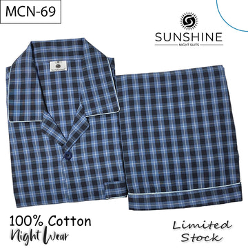 Classic Blue Check 100% Cotton Night Suit – MCN-69