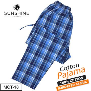 Ice Blue Check 100% Cotton Trousers MCT-18