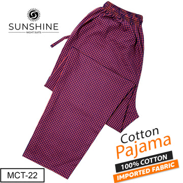 Coral Red Check 100% Cotton Trousers MCT-22