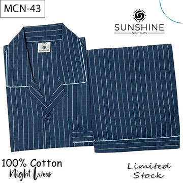 Steel Blue Check 100% Cotton Night Suit – MCN-43