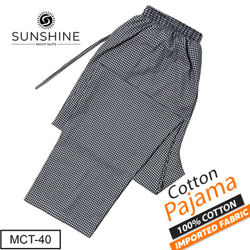 Black White Gingham Check 100% Cotton Trousers MCT-40