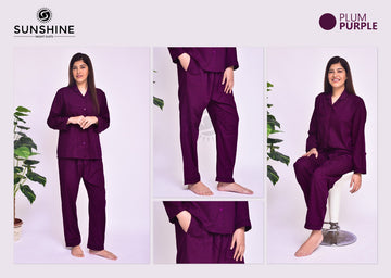 Plum Plain Night Dress for Ladies