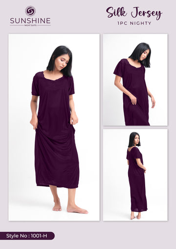 Purple Silk Nighty 1002-H
