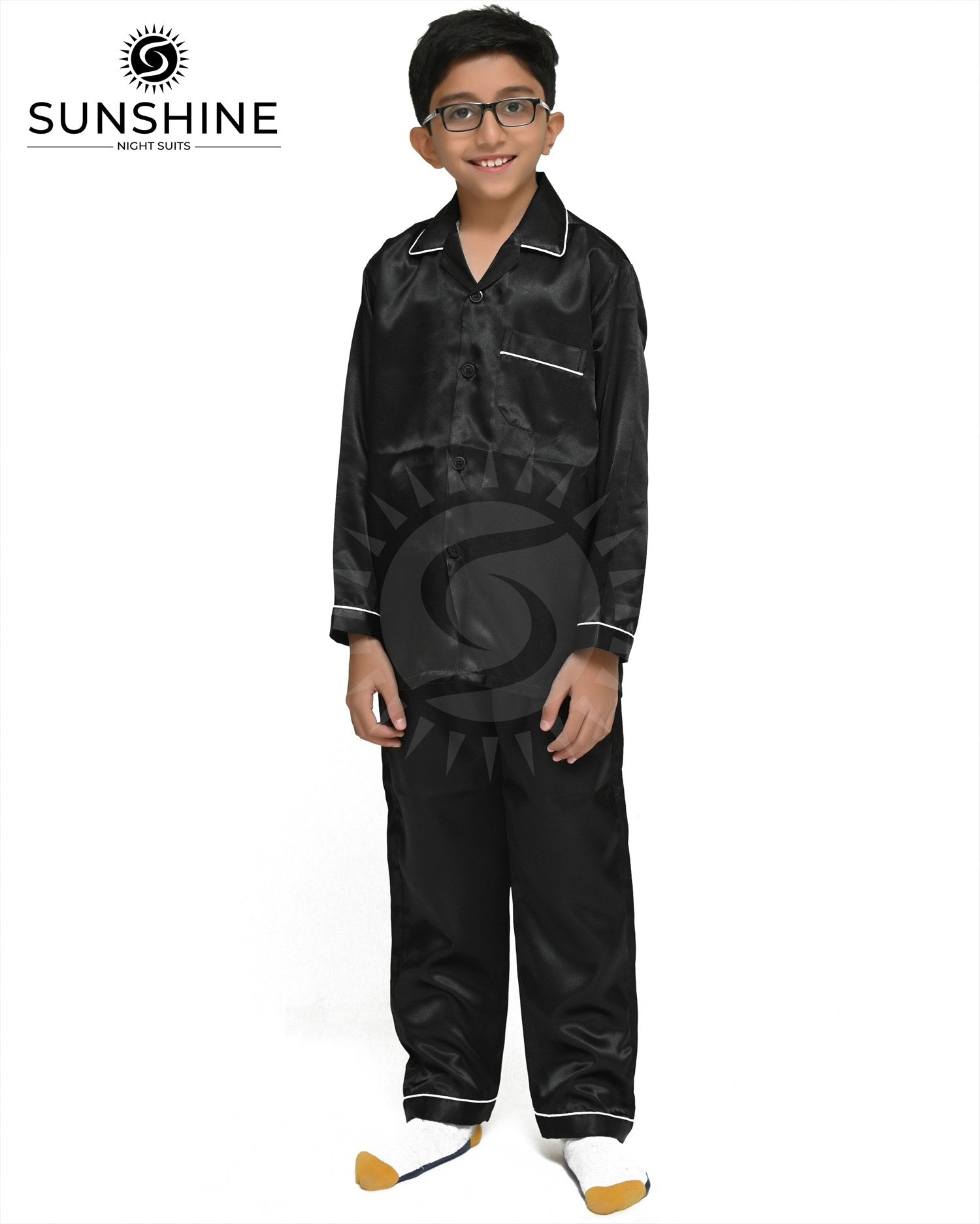 Black Silk Nightwear For Boys