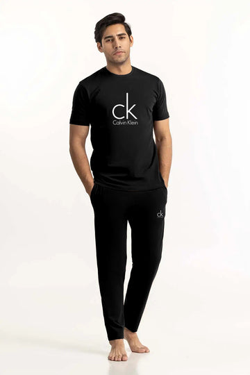 Black CK Jersey Pajama Set for Men