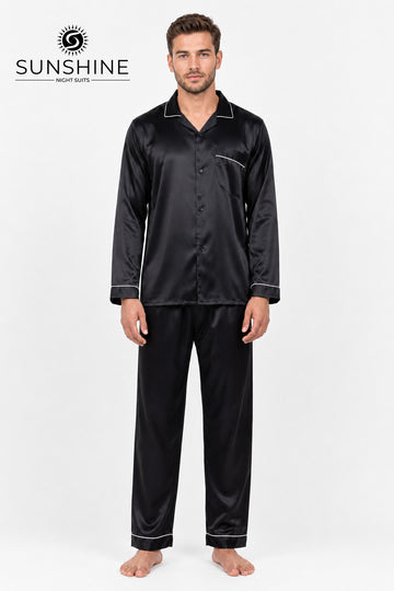 Black Silk Nightdress For Men