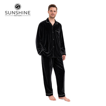 Black Velvet Night Suit for Men