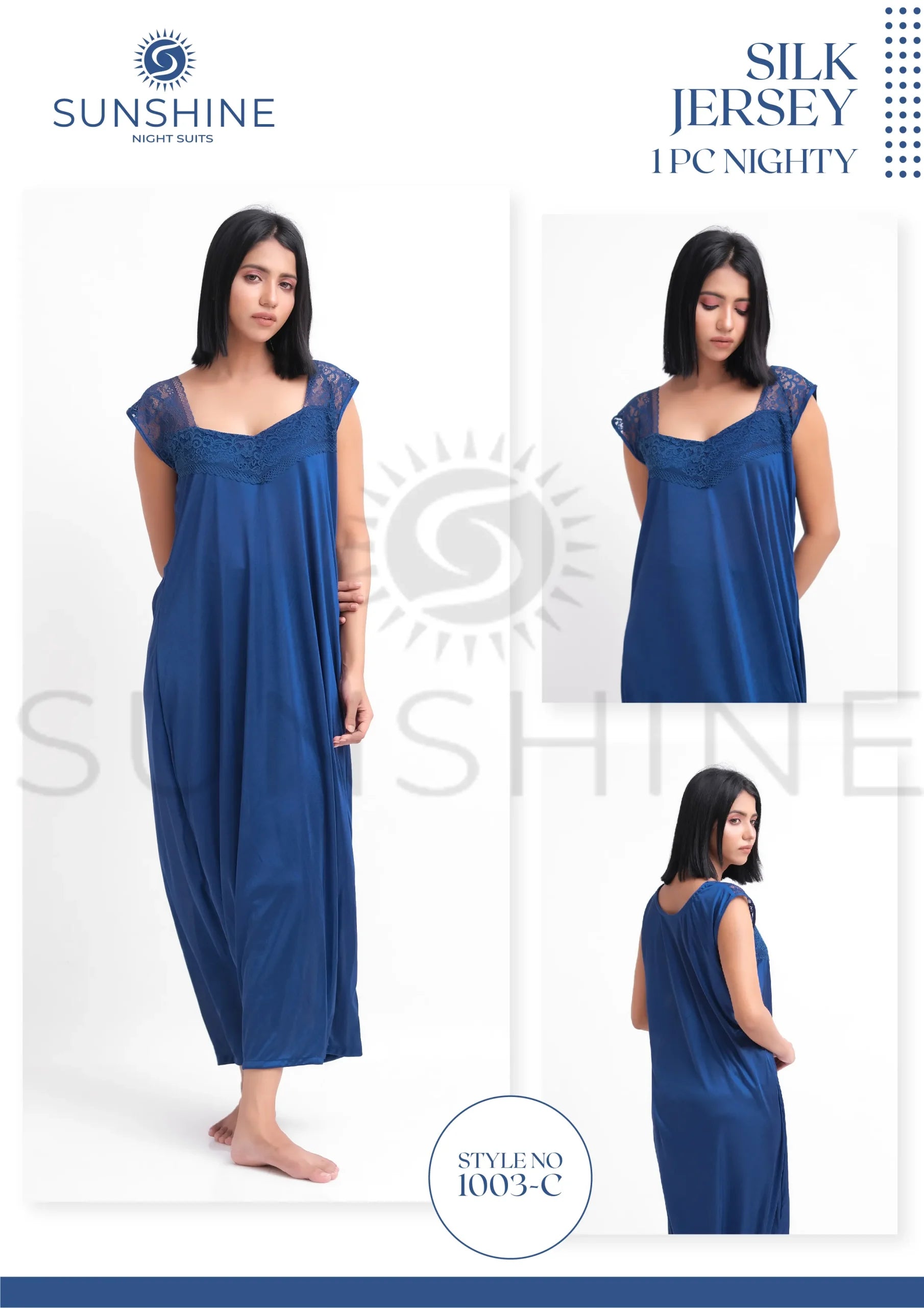 Blue Silk Jersey Nighty 1003-C Set For women In Pakistan. Shop Now