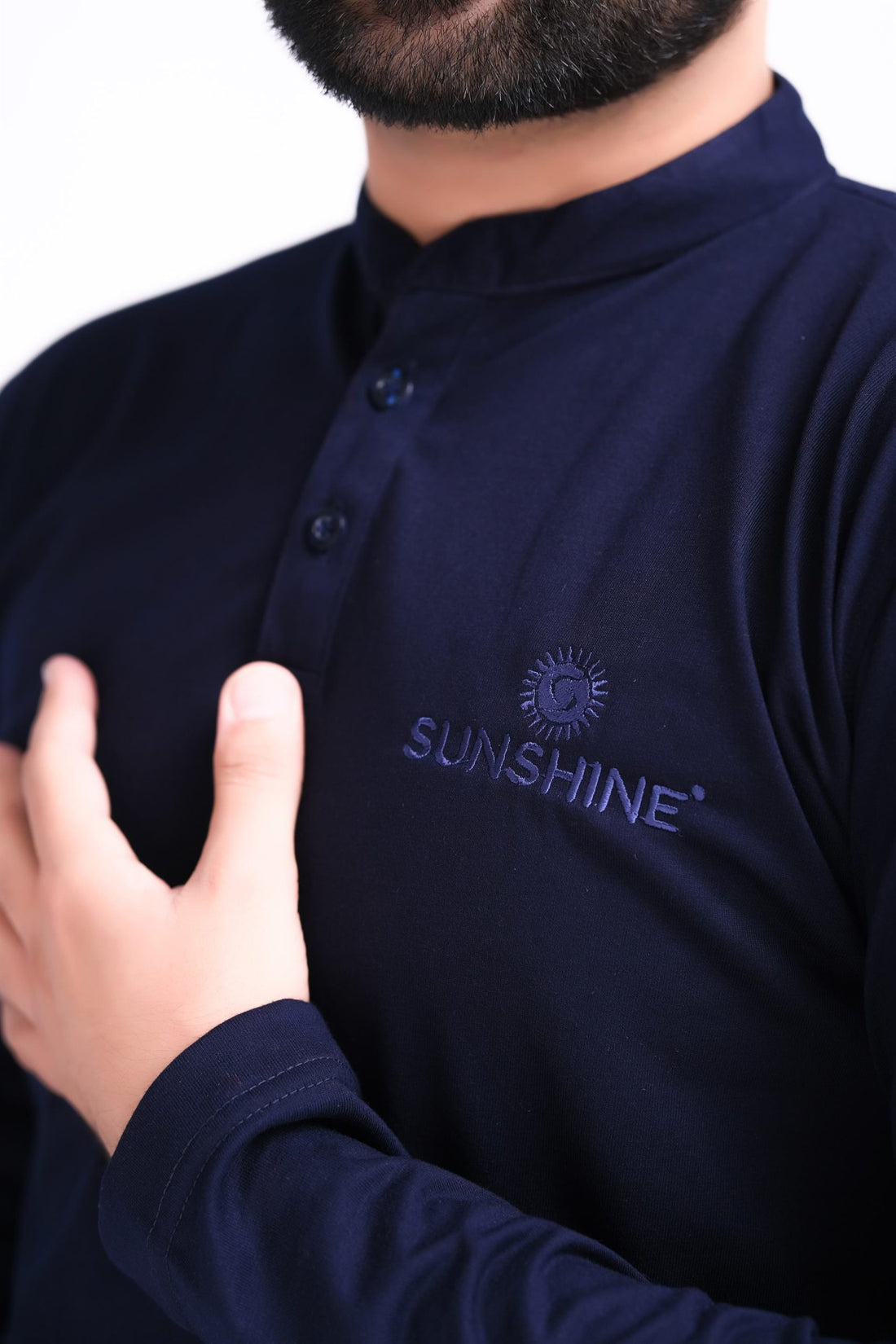 Henley T-Shirt Full Sleeves Navy Blue