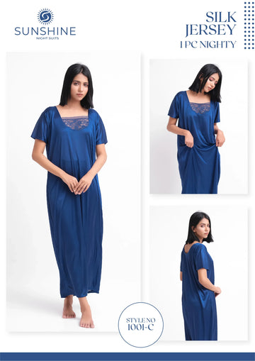 Blue Silk Jersey Nighty Set For women In Pakistan. Shop Now