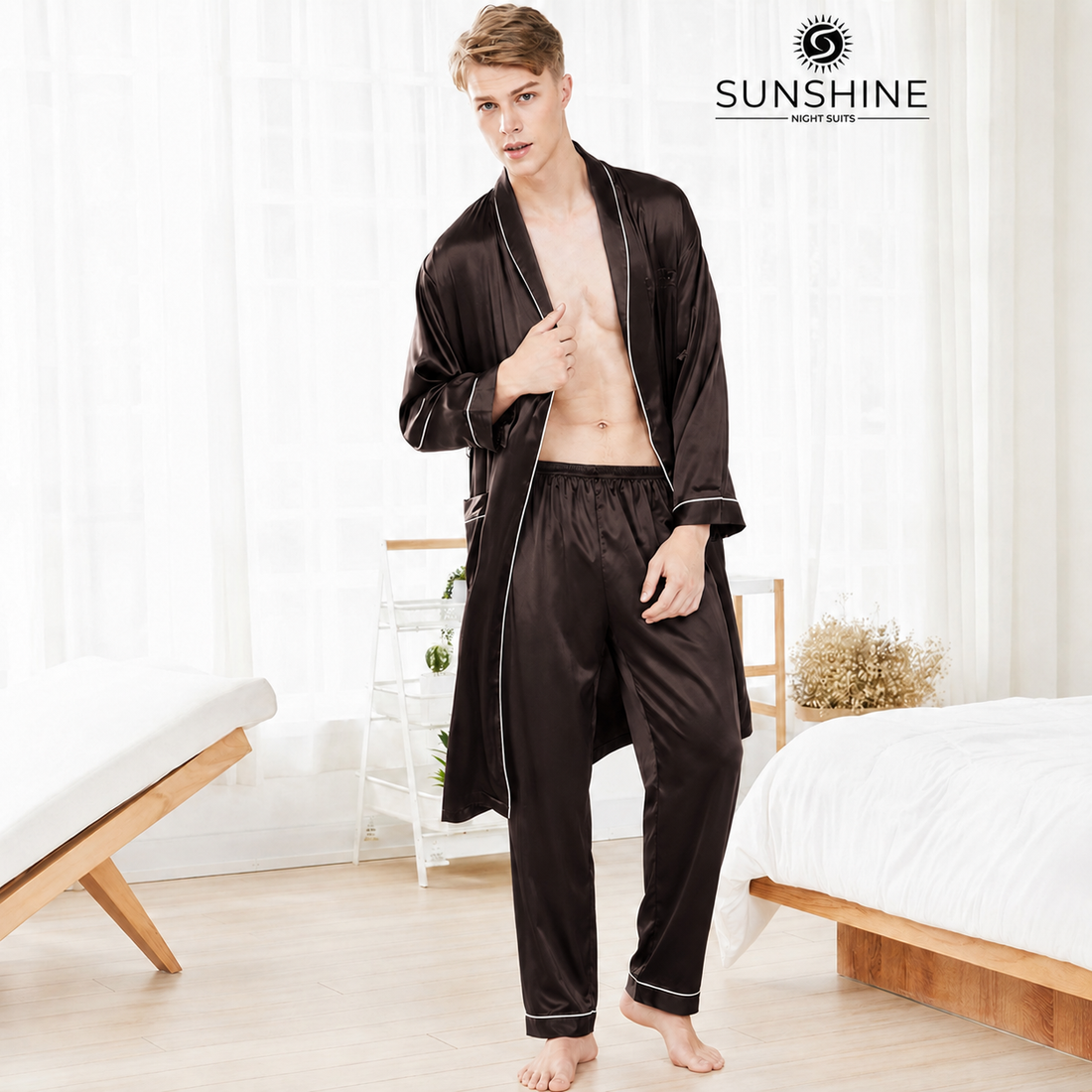 Brown Silk Gown for Men