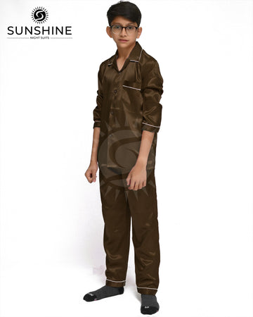 Brown Silk Nightwear For Boys