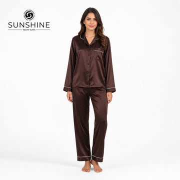 Brown Silk Pajamas For Women