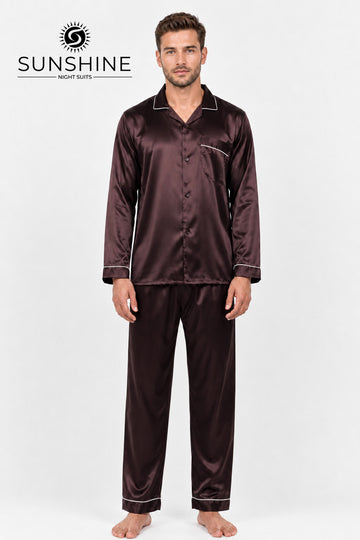 Brown Silk Nightdress For Men