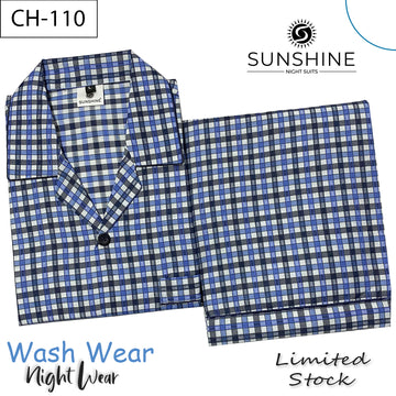 White Blue Check Night Suit – CH-110