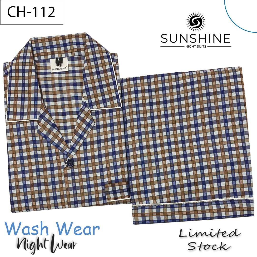 Brown Blue Check Night Suit – CH-112