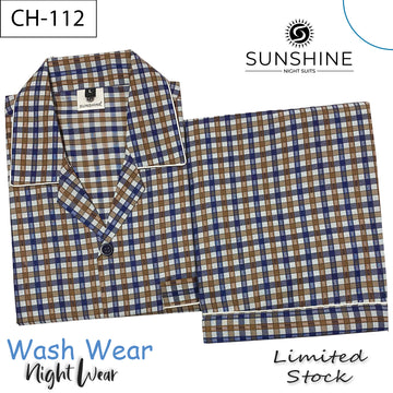 Brown Blue Check Night Suit – CH-112