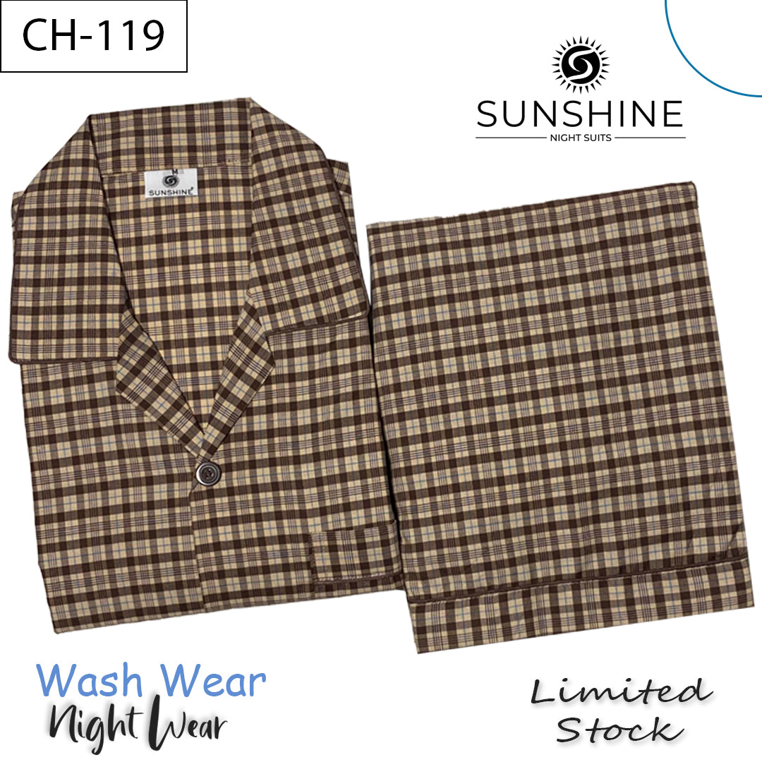 Dark Fawn Check Night Suit – CH-119