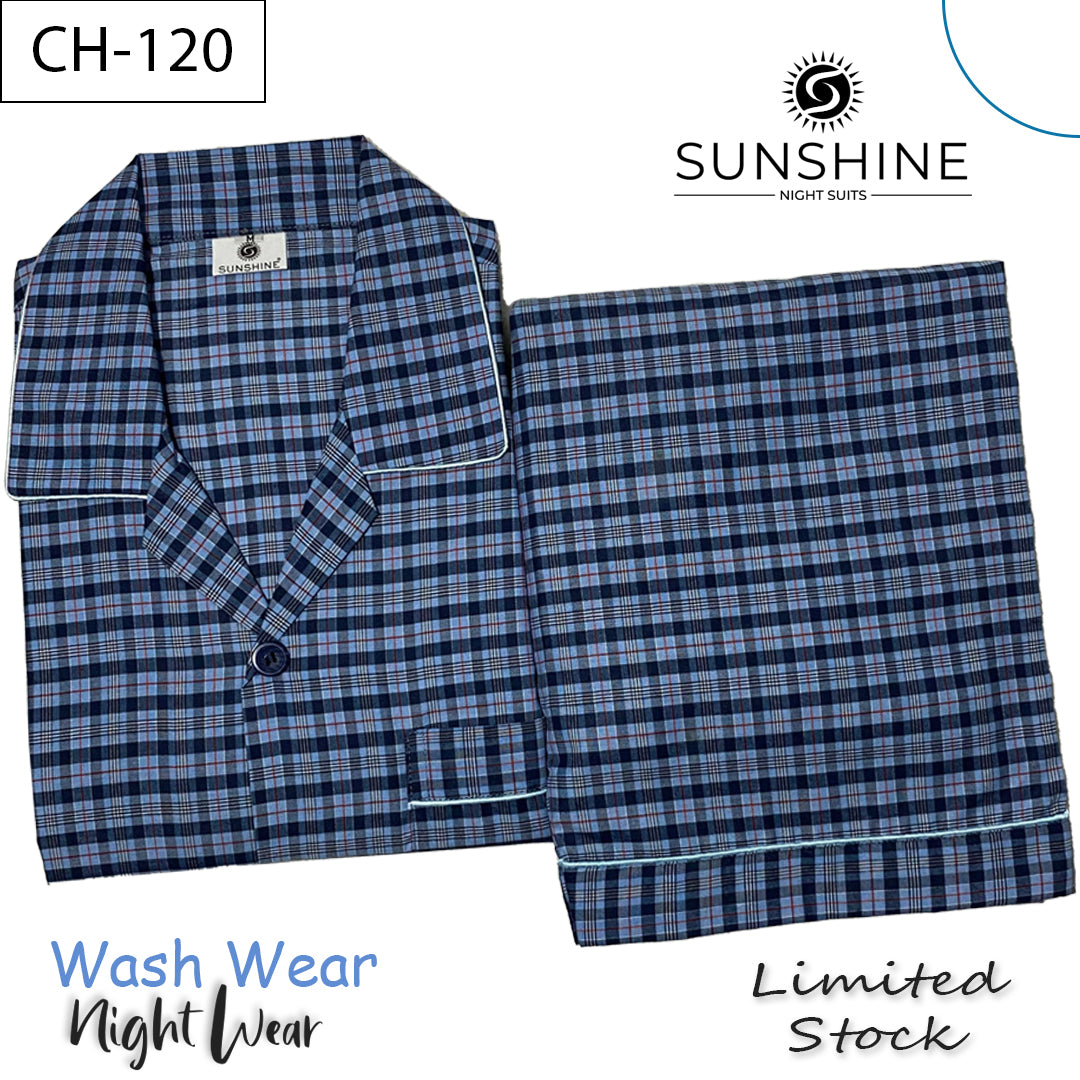 Aegean Blue Check Night Suit – CH-120