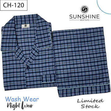 Aegean Blue Check Night Suit – CH-120