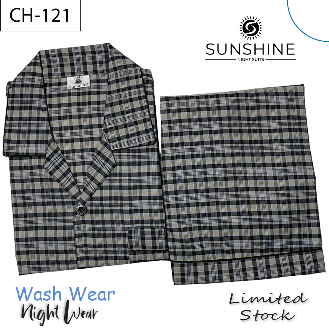 Smoke Grey Check Night Suit – CH-121