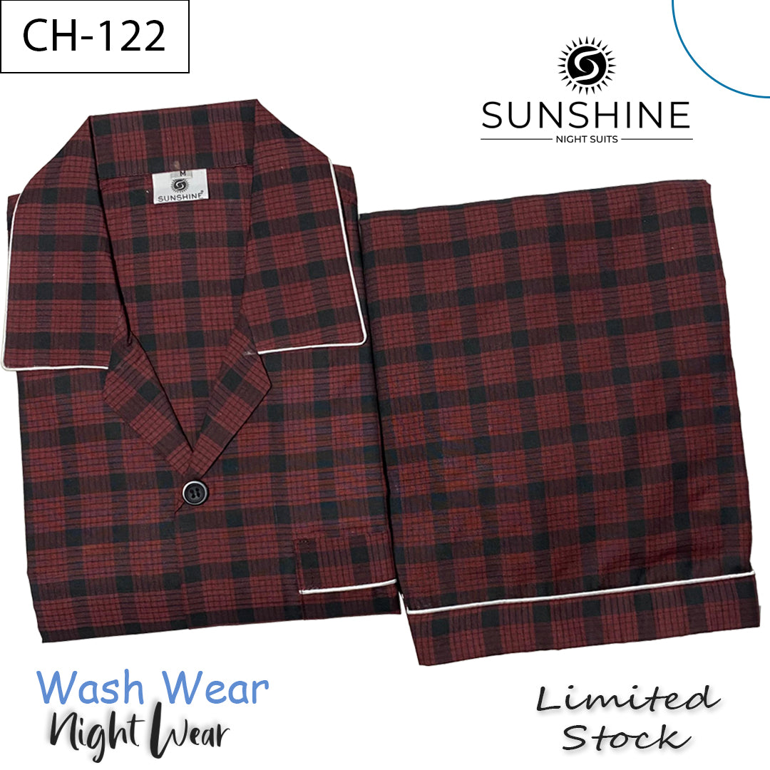 Dark Maroon Check Night Suit – CH-122
