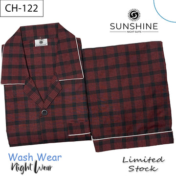Dark Maroon Check Night Suit – CH-122
