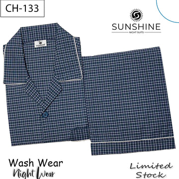 Teal Blue Check Night Suit – CH-133