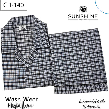 Silver Grey Check Night Suit – CH-140