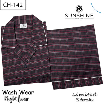 Maroon Black Check Night Suit – CH-142