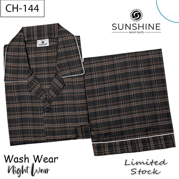 Coffee Brown Check Night Suit – CH-144