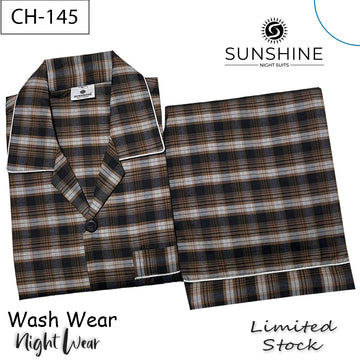 Brown Beige Check Night Suit – CH-145