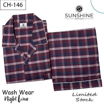 Maroon Blue Check Night Suit – CH-146