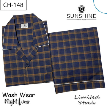 Navy Mustard Check Night Suit – CH-148