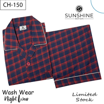 Red Navy Check Night Suit – CH-150