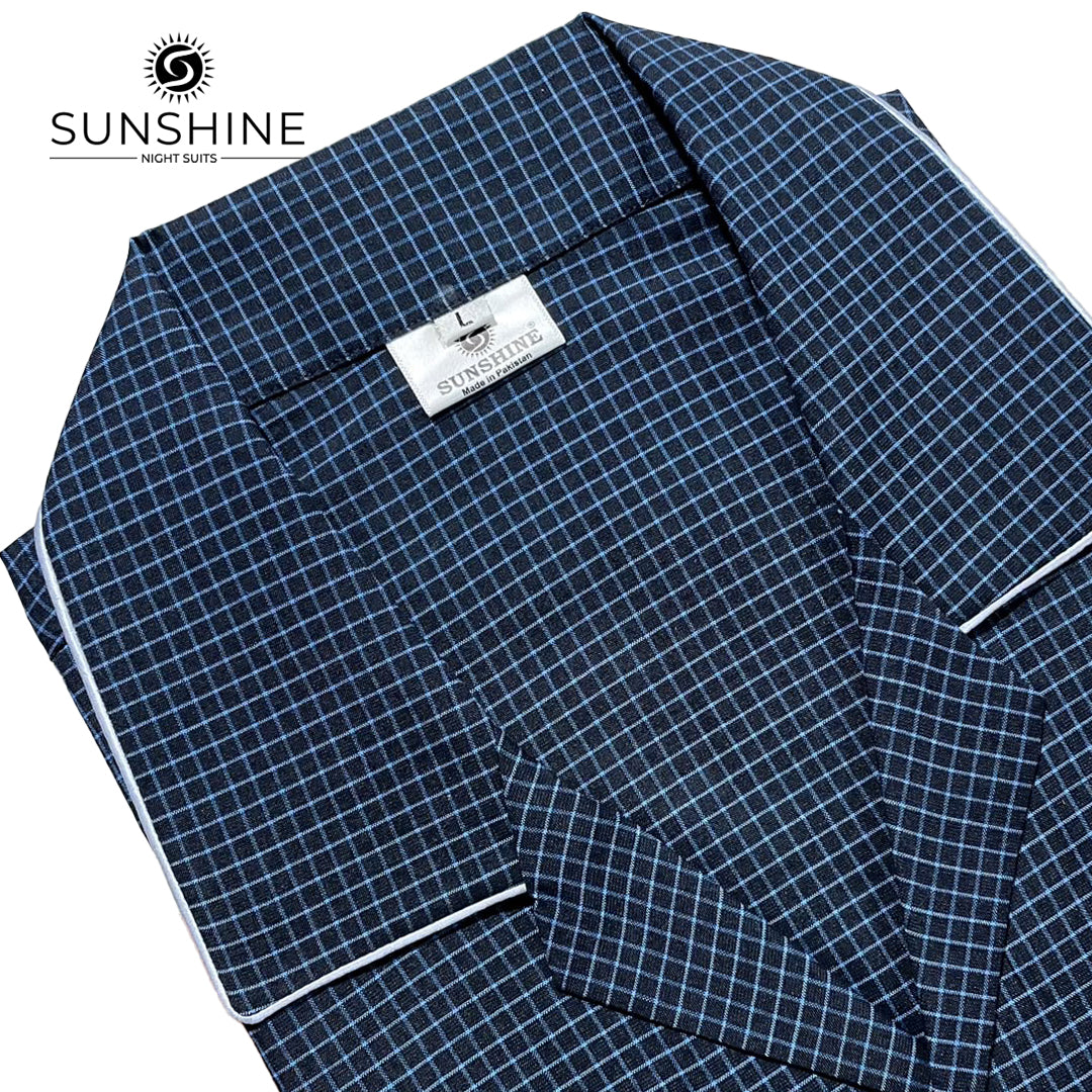 Navy Blue Micro Check Night Suit – CH-151