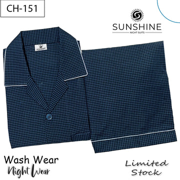 Navy Blue Micro Check Night Suit – CH-151
