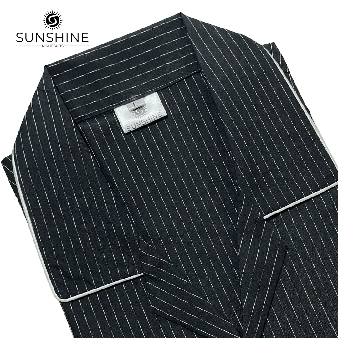 Charcoal Grey Pinstripe Night Suit – CH-152