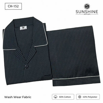 Charcoal Grey Pinstripe Night Suit – CH-152
