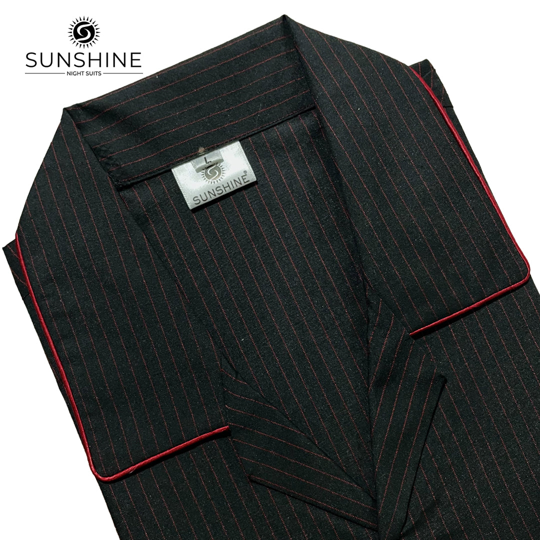 Black Red Pinstripe Night Suit – CH-153